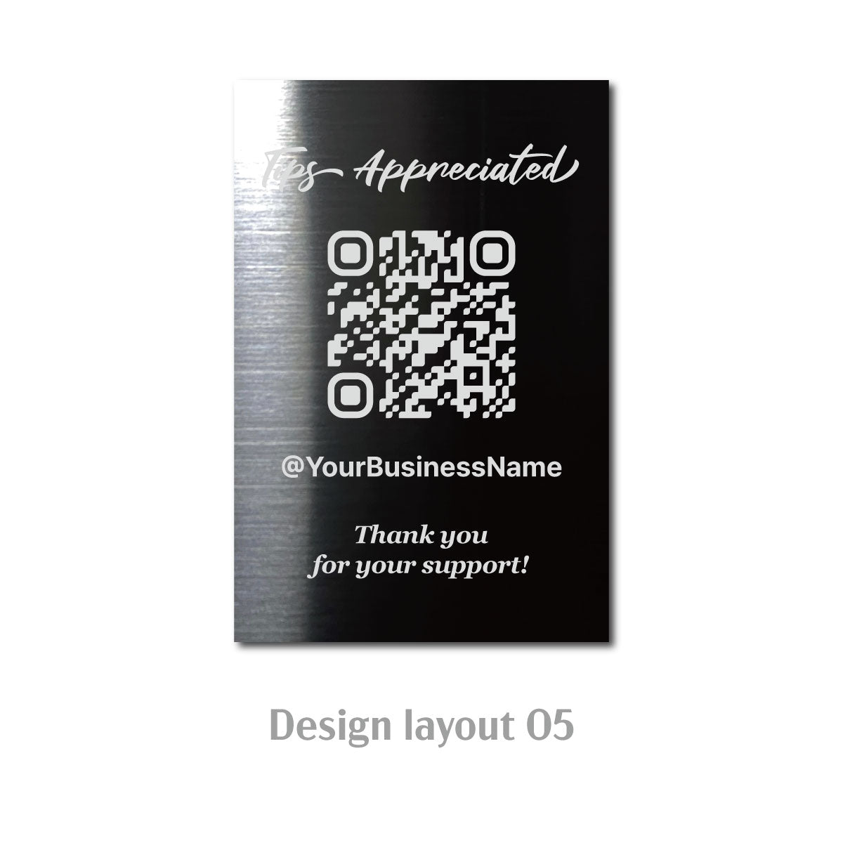 Stainless Steel Laser Marked Counter & Table Sign - Black