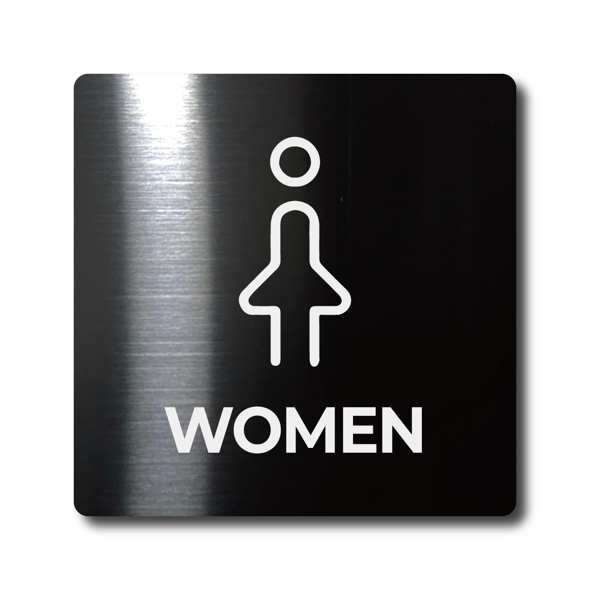 Medium Stainless Steel Adhesive Pictogram Wall Sign - Black