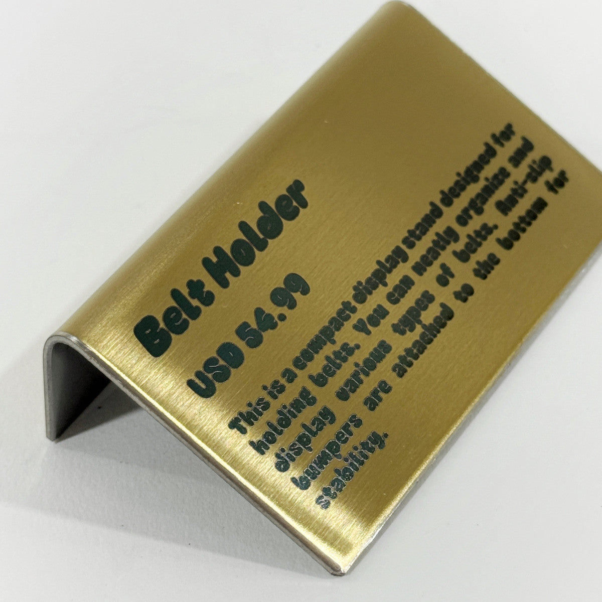 Stainless steel freestanding small Tabletop Sign, gold, 70×20×40mm