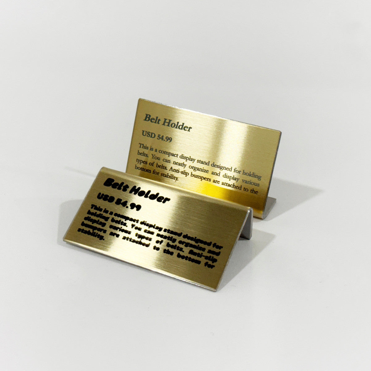 Stainless steel freestanding small POP plate, gold, 70×20×40mm