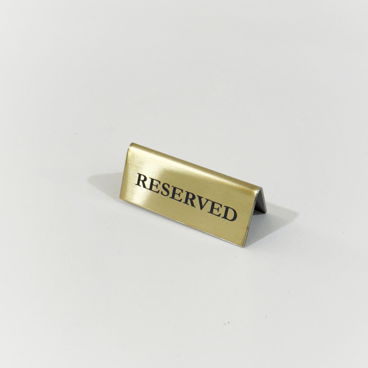 Stainless steel table tent POP plate, gold, 70×25×30mm