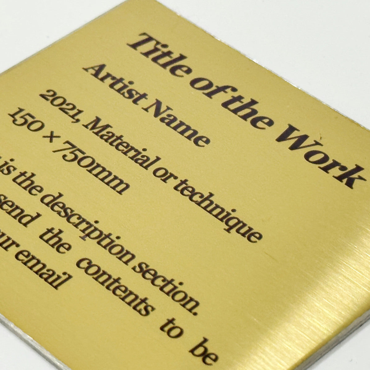 Stainless steel caption plate, gold, 70×60mm from SIDE collection