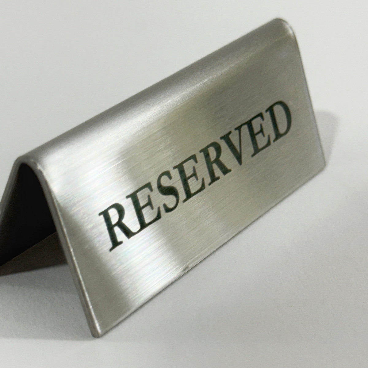 Stainless steel table tent POP plate, silver, 70×30×30mm