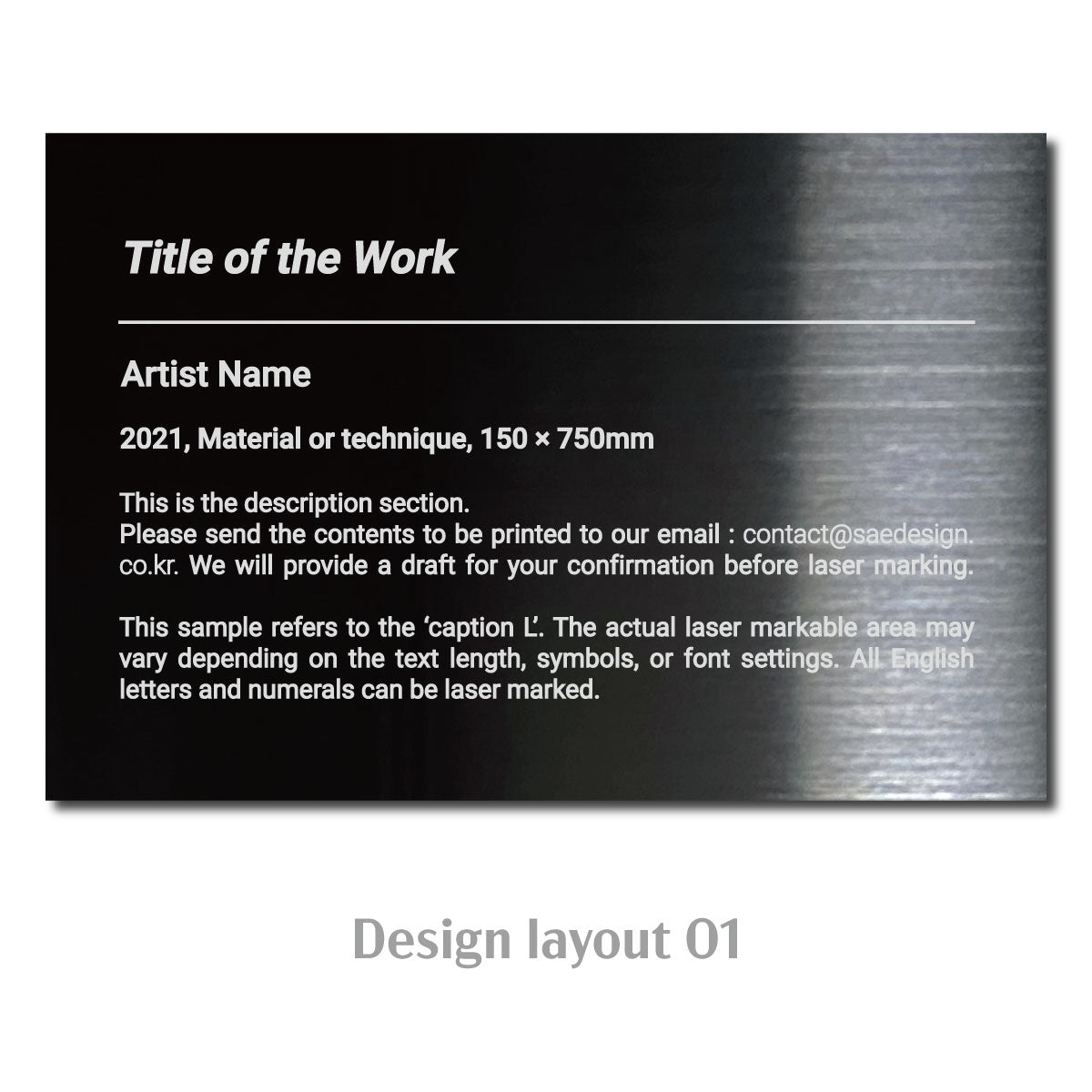 Large Freestanding Caption Plate Black 150x30x100mm 5.91x1.18x3.94in SIDE Collection