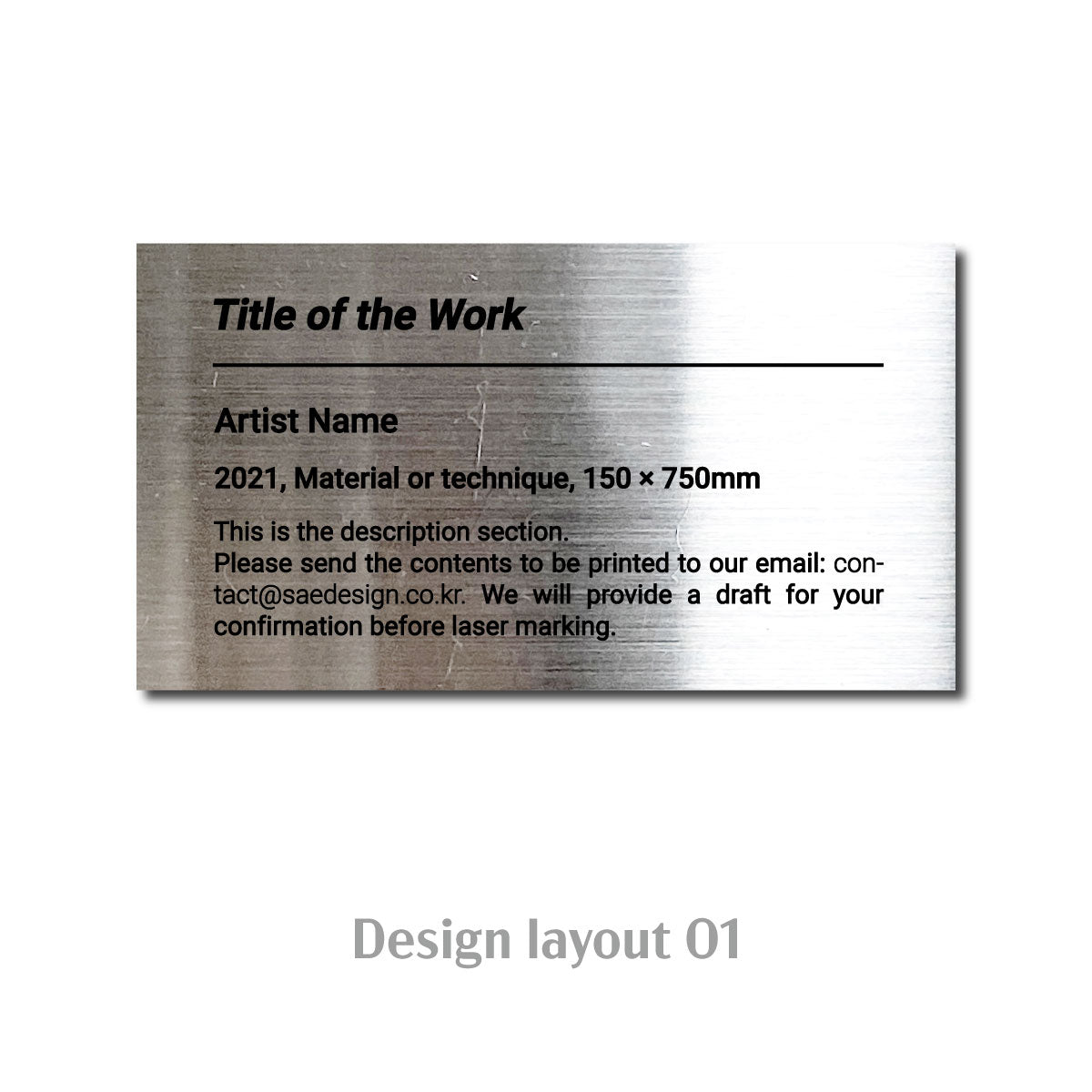 Medium Freestanding Caption Plate Silver 110x20x60mm 2.76x0.79x2.36in SIDE Collection