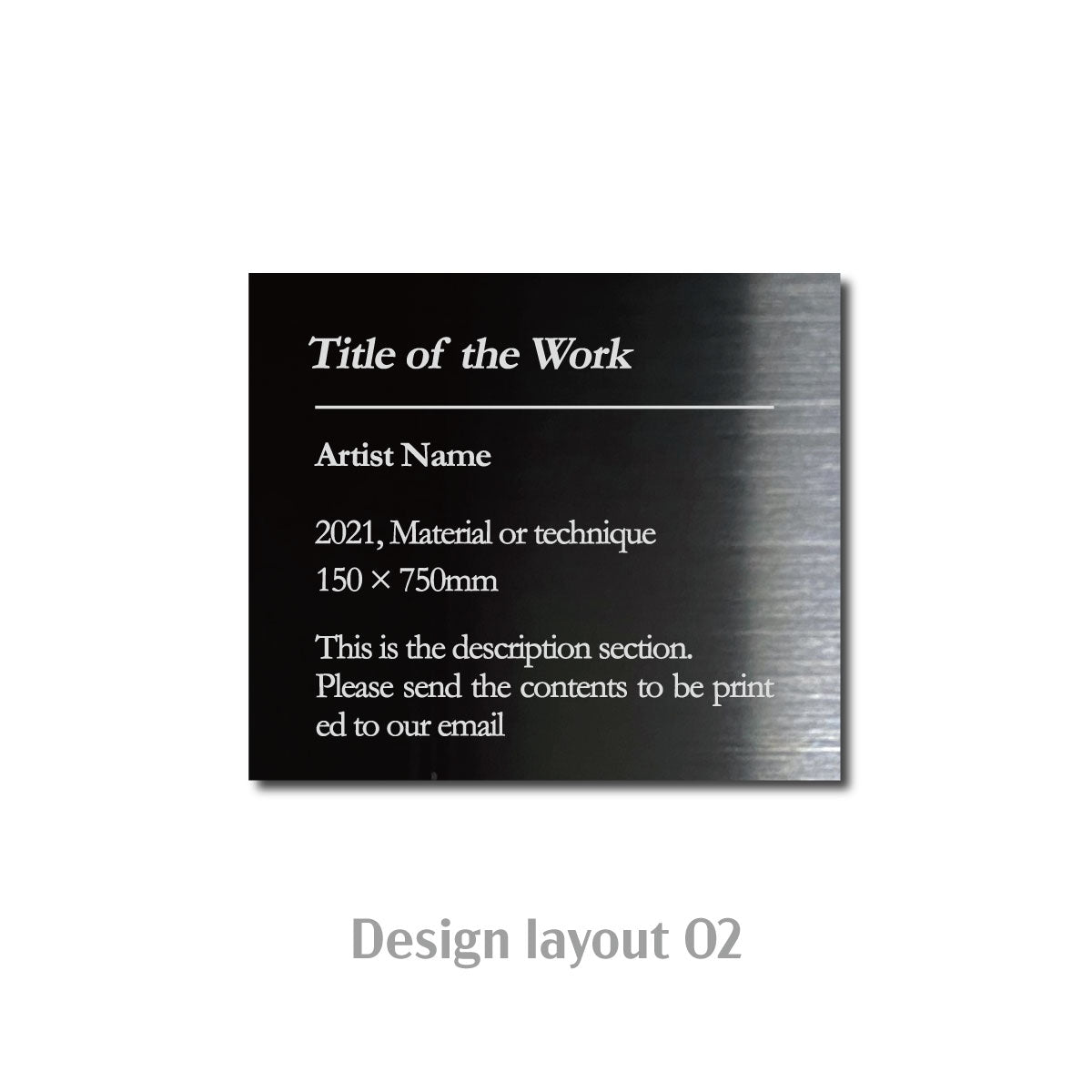 Small Adhesive Mounted Caption Plate Black 70x60mm 2.76x2.36in Extended Height SIDE Collection