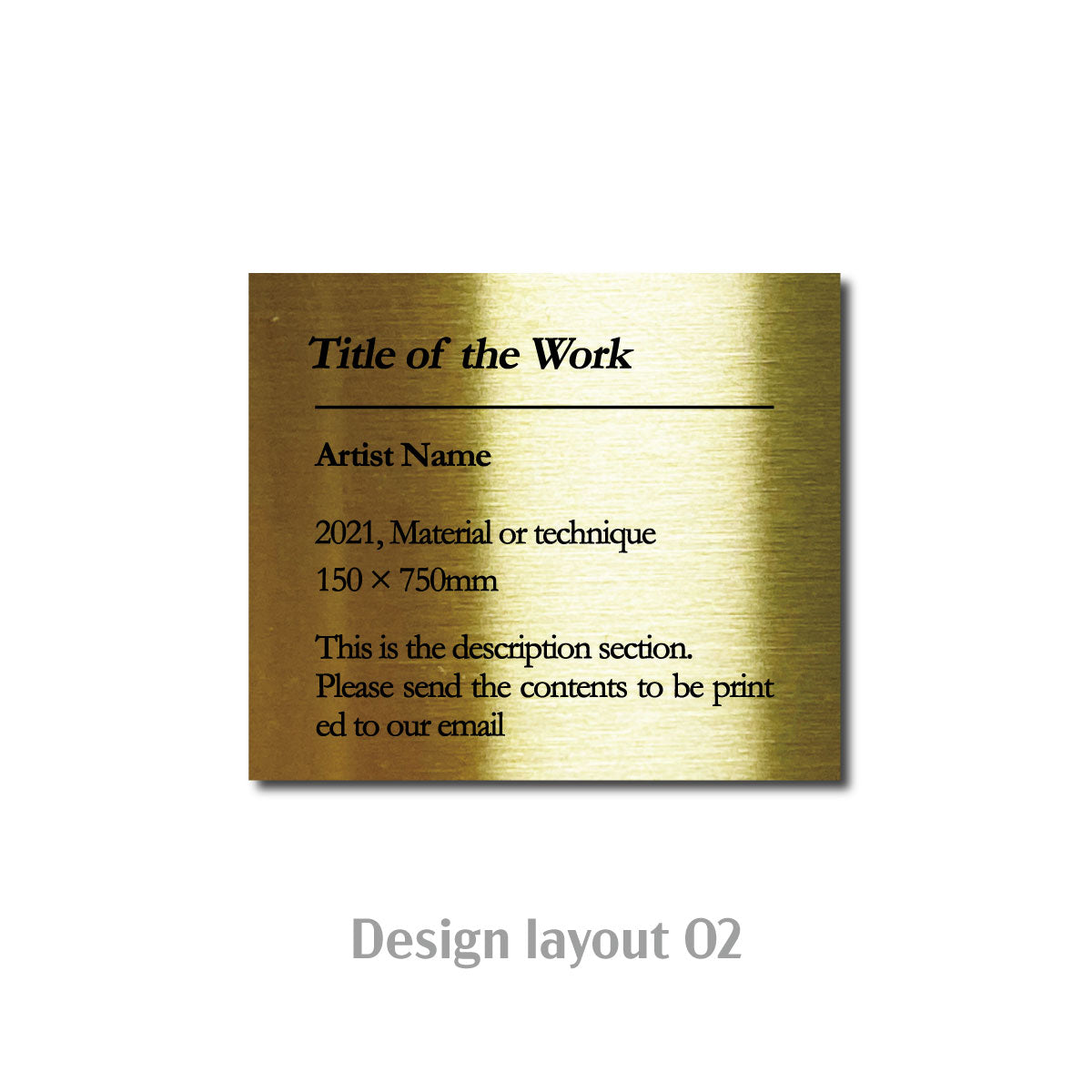 Small Adhesive Mounted Caption Plate Gold 70x60mm 2.76x2.36in Extended Height SIDE Collection
