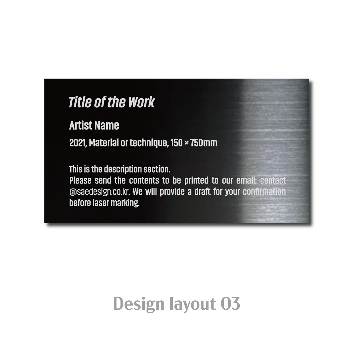 Medium Freestanding Caption Plate Black 110x20x60mm 2.76x0.79x2.36in SIDE Collection