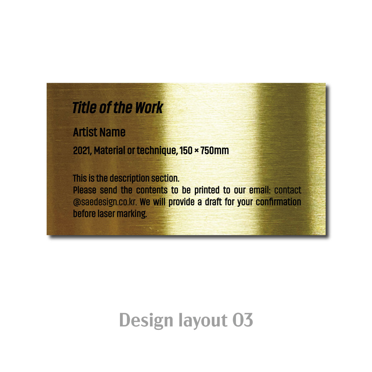 Medium Freestanding Caption Plate Gold 110x20x60mm 2.76x0.79x2.36in SIDE Collection