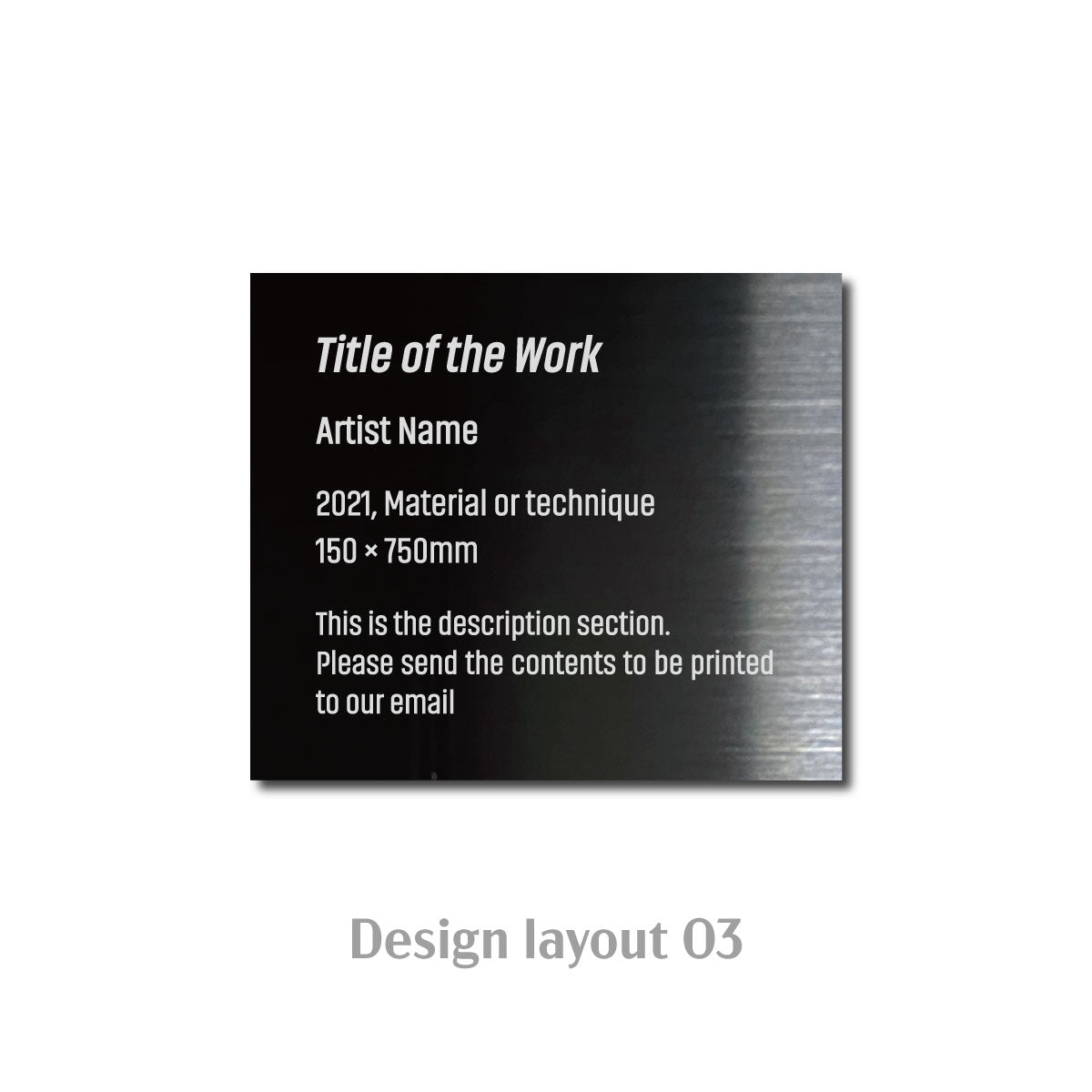 Small Adhesive Mounted Caption Plate Black 70x60mm 2.76x2.36in Extended Height SIDE Collection
