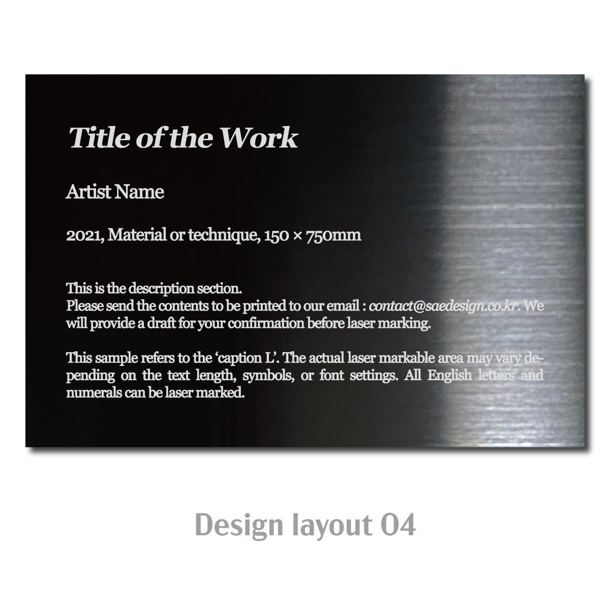 Large Freestanding Caption Plate Black 150x30x100mm 5.91x1.18x3.94in SIDE Collection