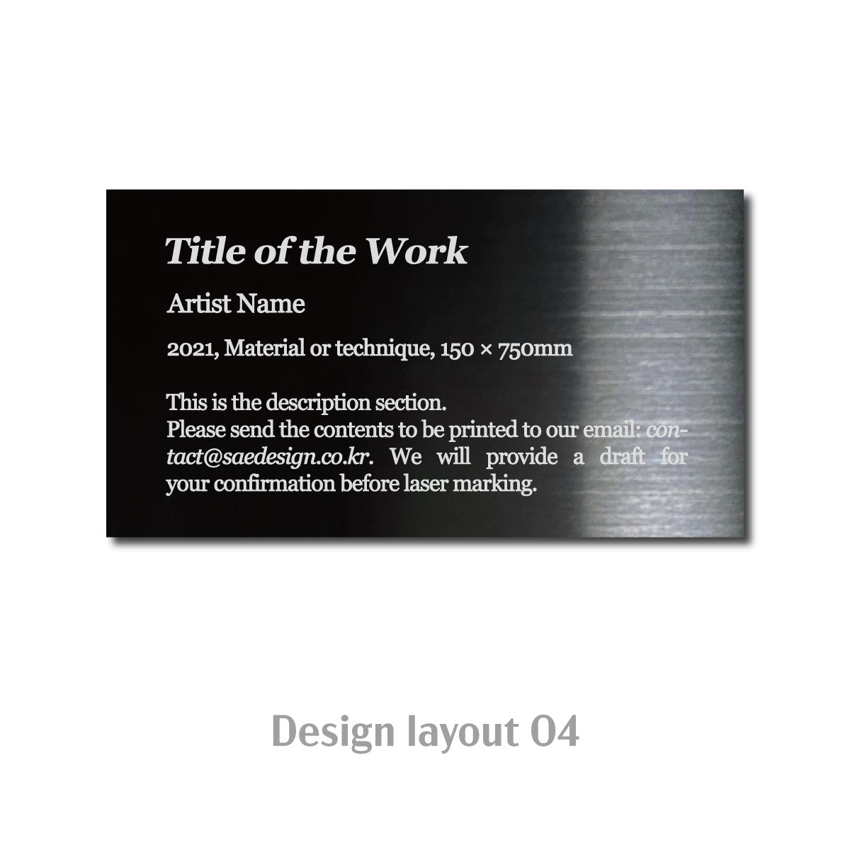 Medium Freestanding Caption Plate Black 110x20x60mm 2.76x0.79x2.36in SIDE Collection