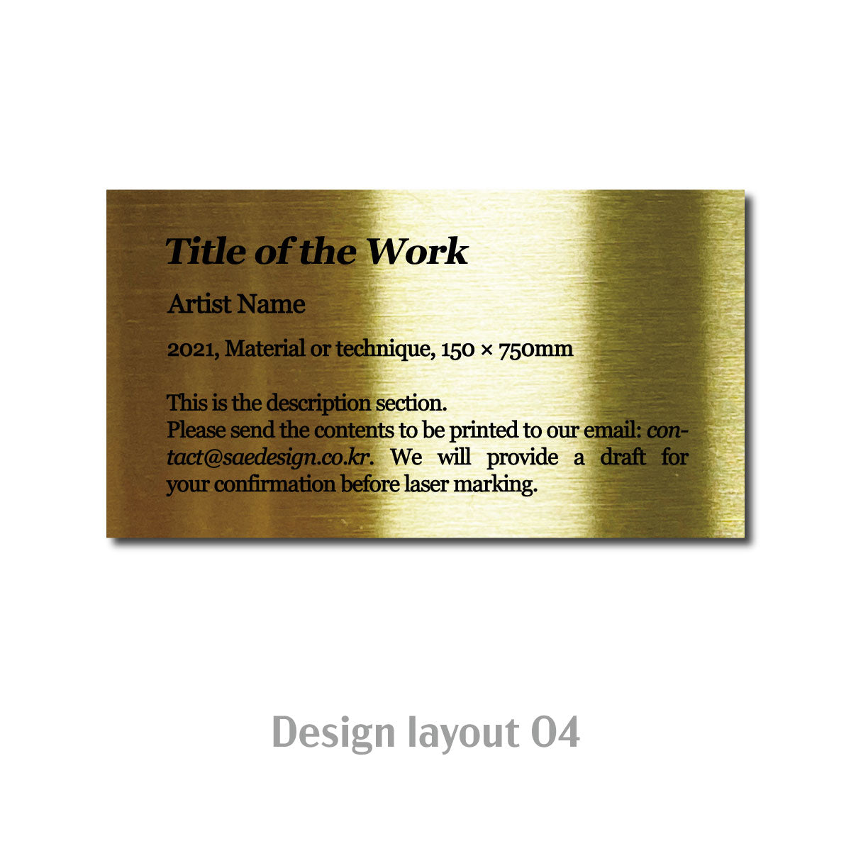 Medium Freestanding Caption Plate Gold 110x20x60mm 2.76x0.79x2.36in SIDE Collection