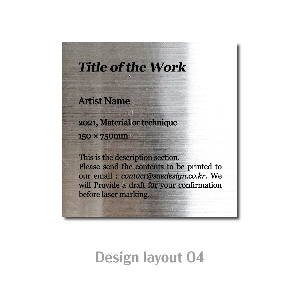 Medium Freestanding Caption Plate Silver 80x30x80mm 3.15x1.18x3.15in Portait Wide SIDE Collection