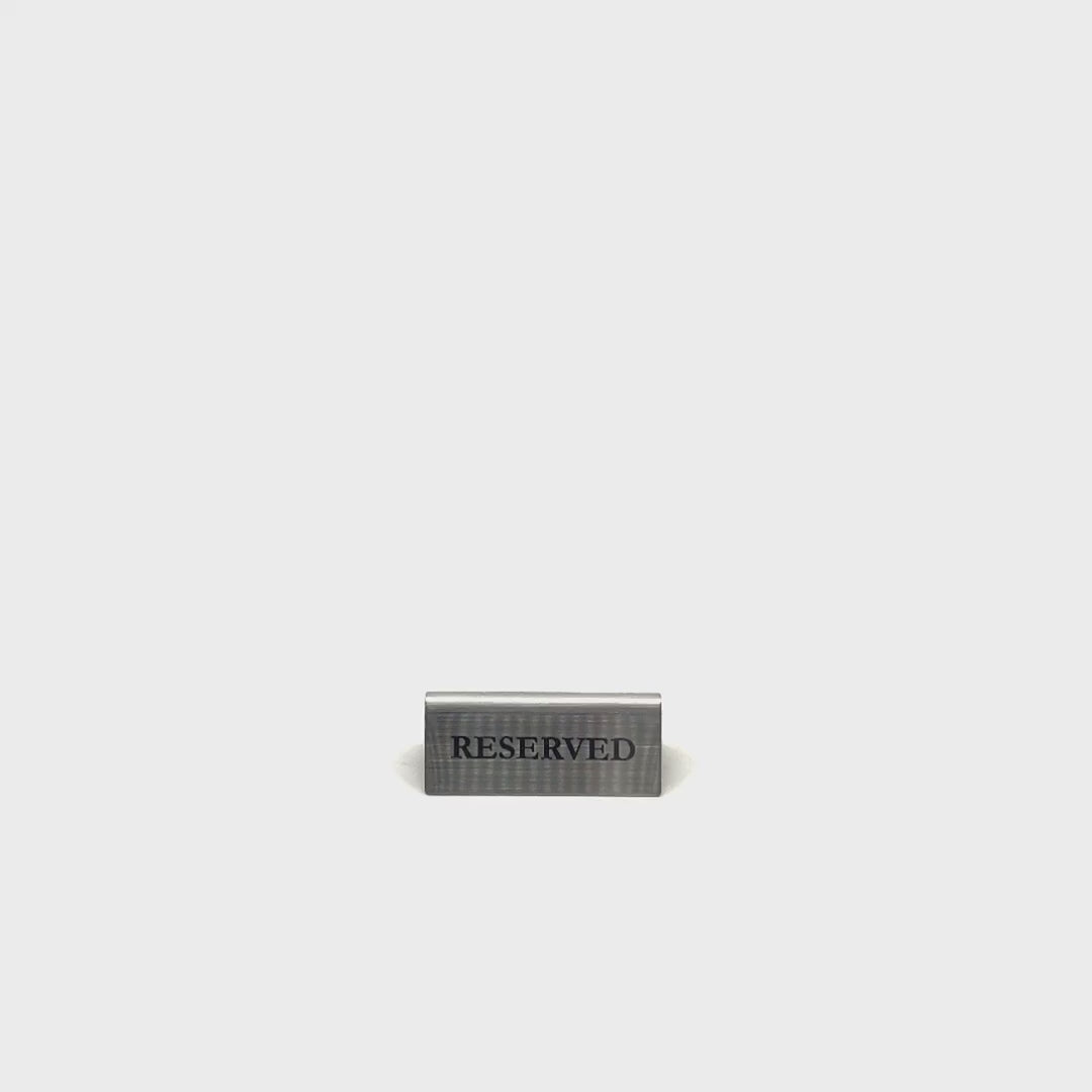 Stainless steel table tent POP plate, silver, 70×25×30mm