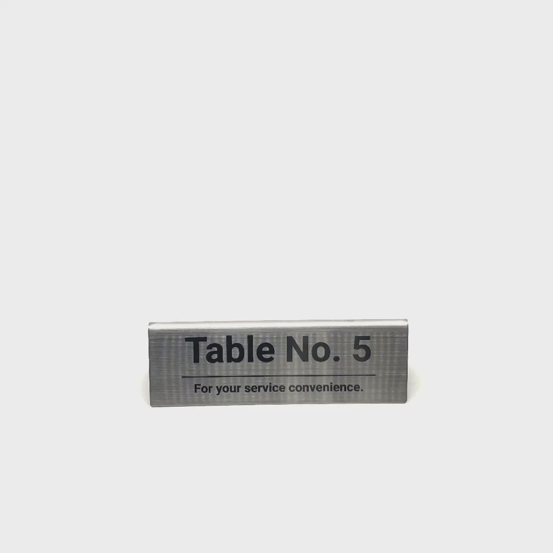 Stainless steel table tent POP plate, silver, 150×43×50mm