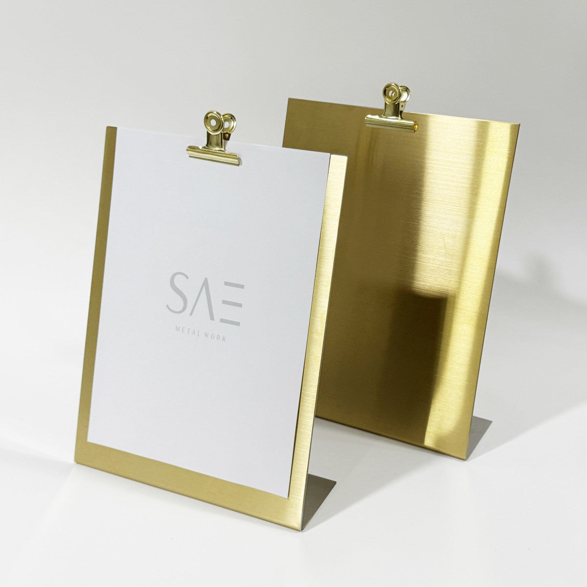 Stainless steel freestanding POP plate, gold, 240×80×320mm