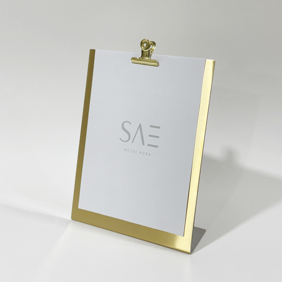 Stainless steel freestanding POP plate, gold, 240×80×320mm
