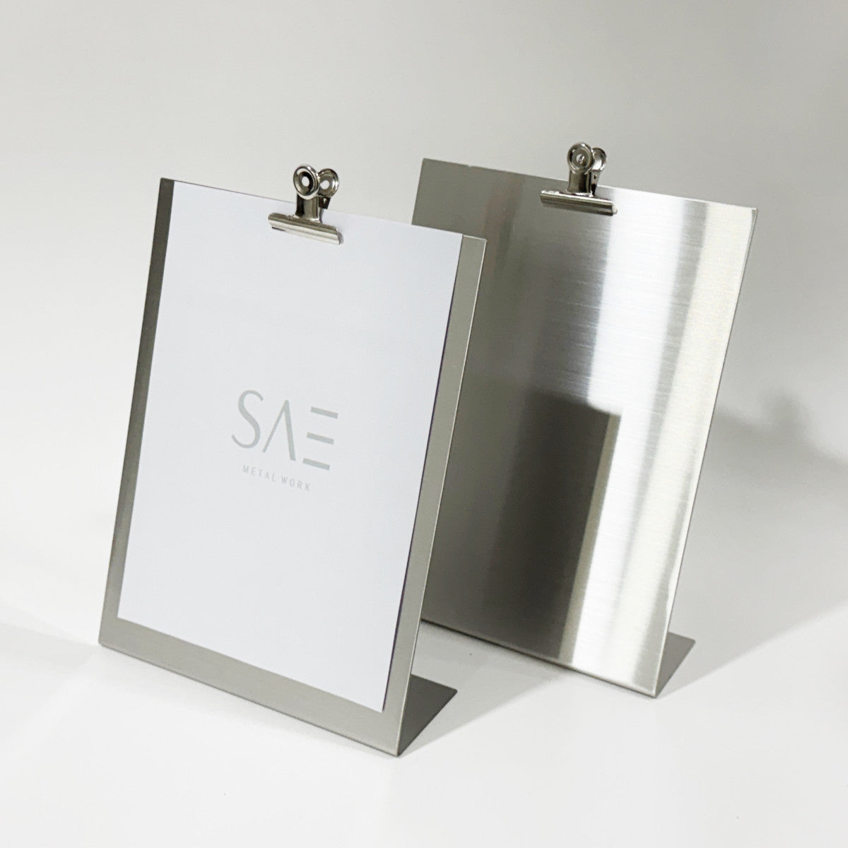 Stainless steel freestanding POP plate, silver, 240×80×320mm
