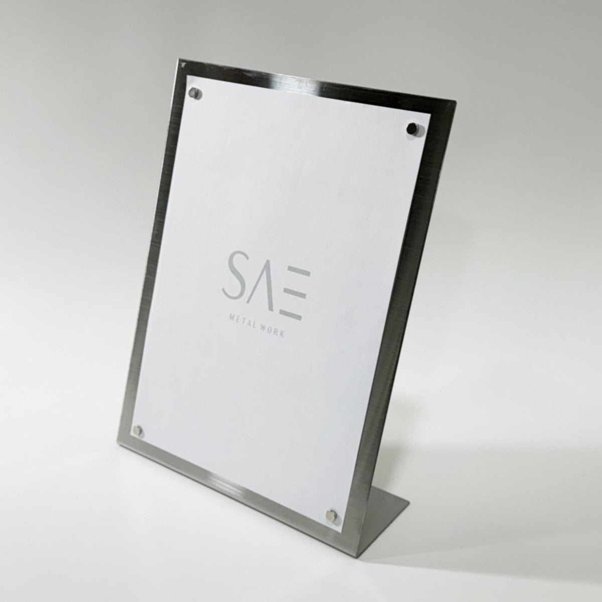 Stainless steel freestanding POP plate, silver, 240×80×320mm
