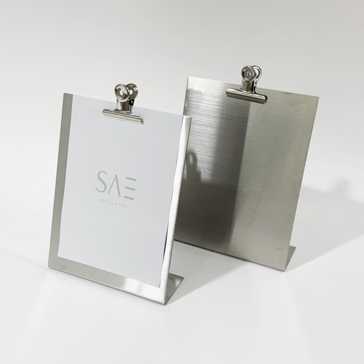 Stainless steel freestanding POP plate, silver, 170×60×230mm
