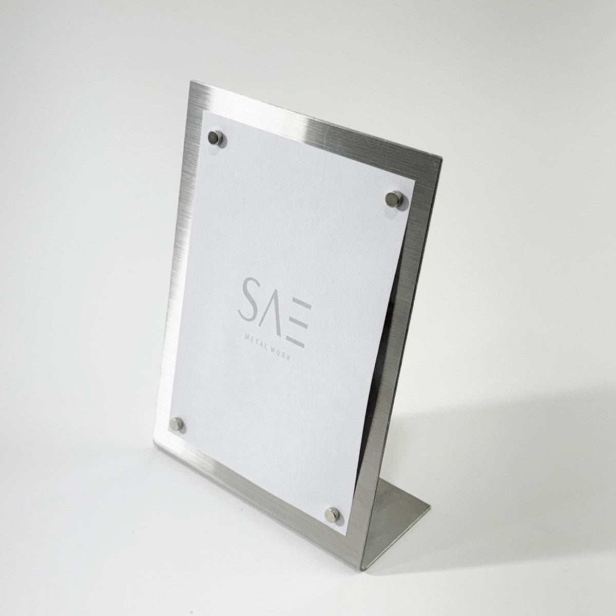 Stainless steel freestanding POP plate, silver, 170×60×230mm
