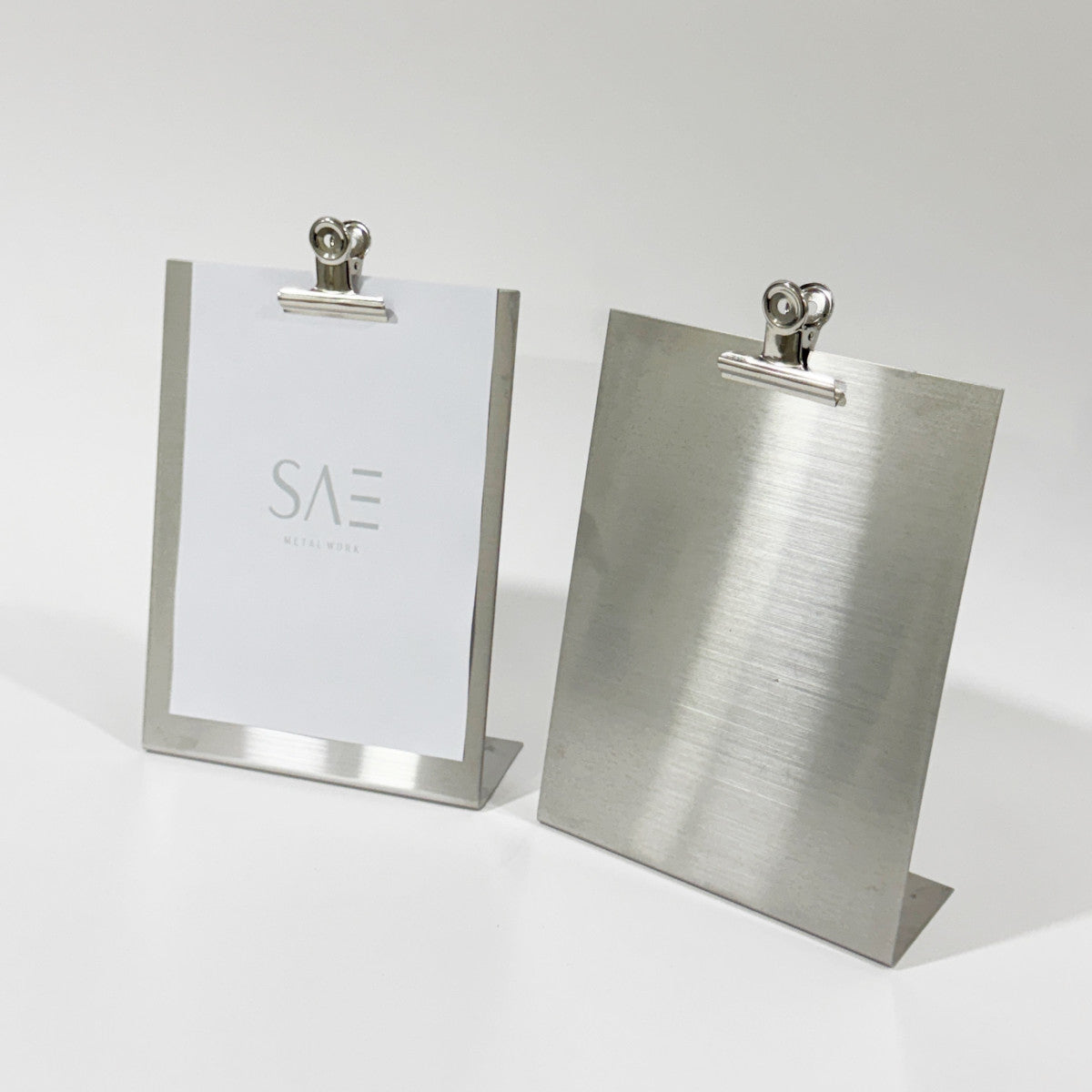 Stainless steel freestanding POP plate, silver, 170×60×230mm
