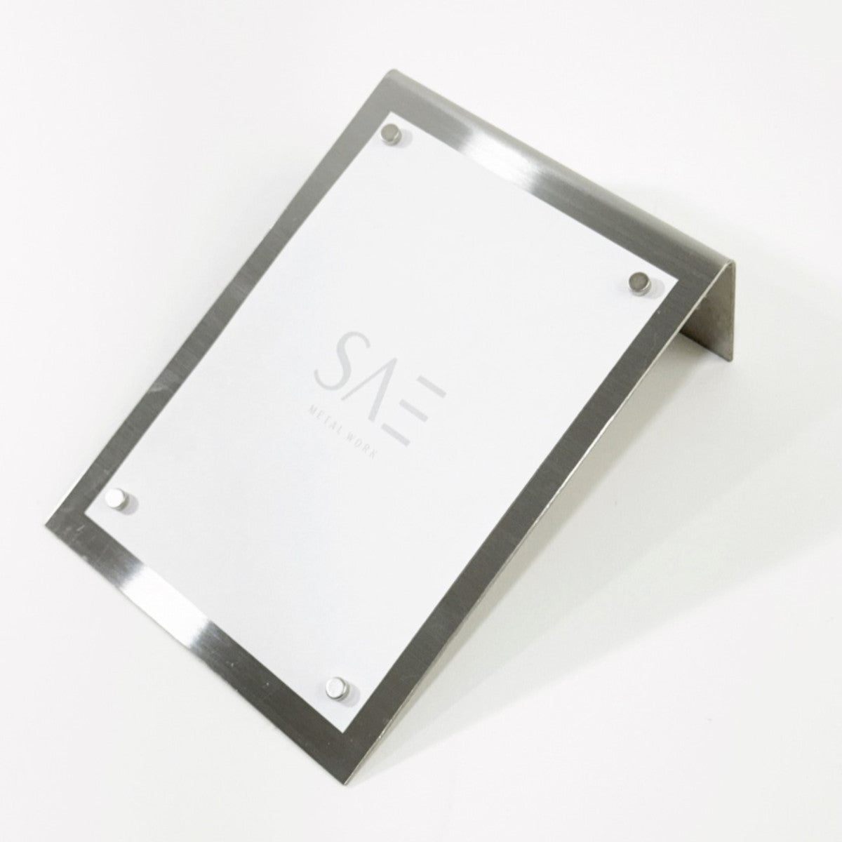 Stainless steel freestanding POP plate, silver, 170×60×230mm
