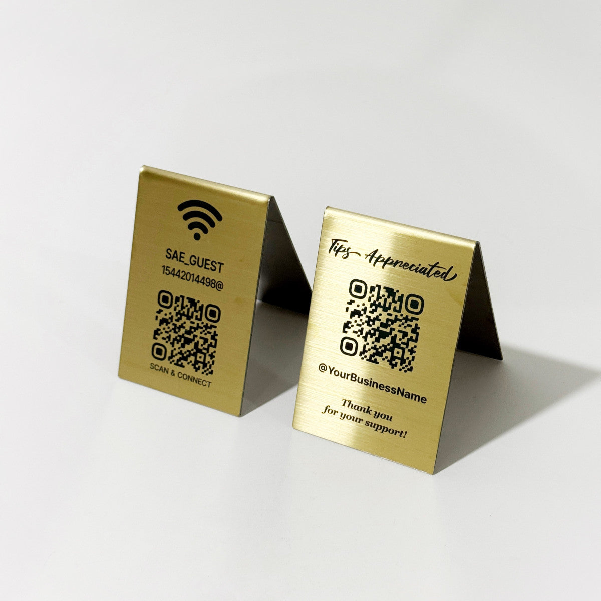 Stainless Steel Laser Marked Counter & Table Sign - Gold