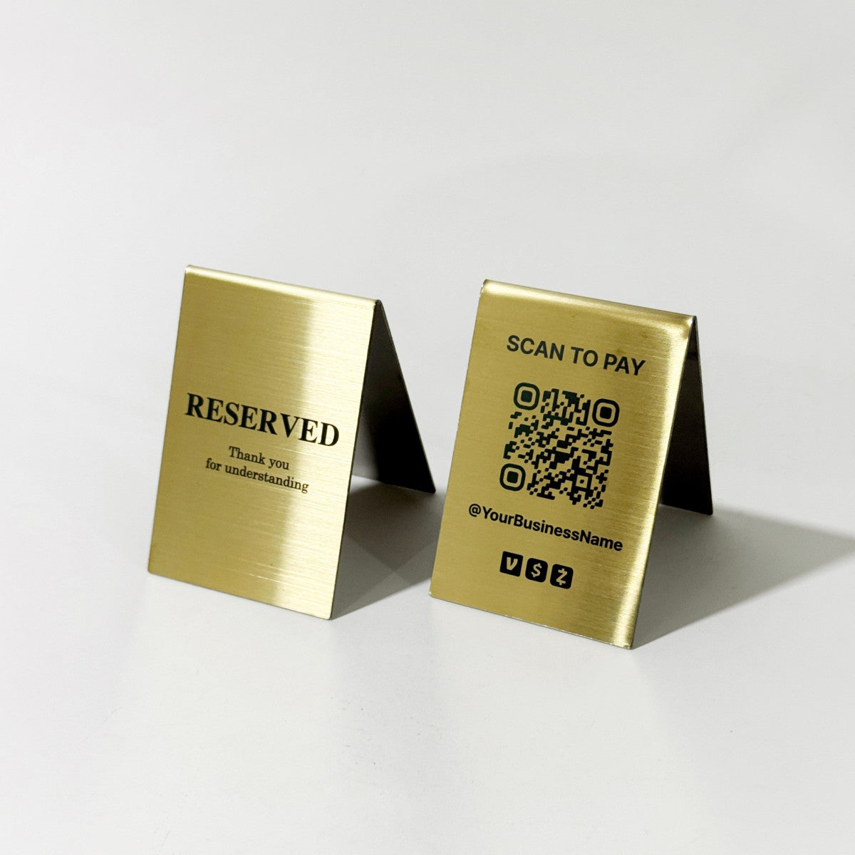 Stainless Steel Laser Marked Counter & Table Sign - Gold