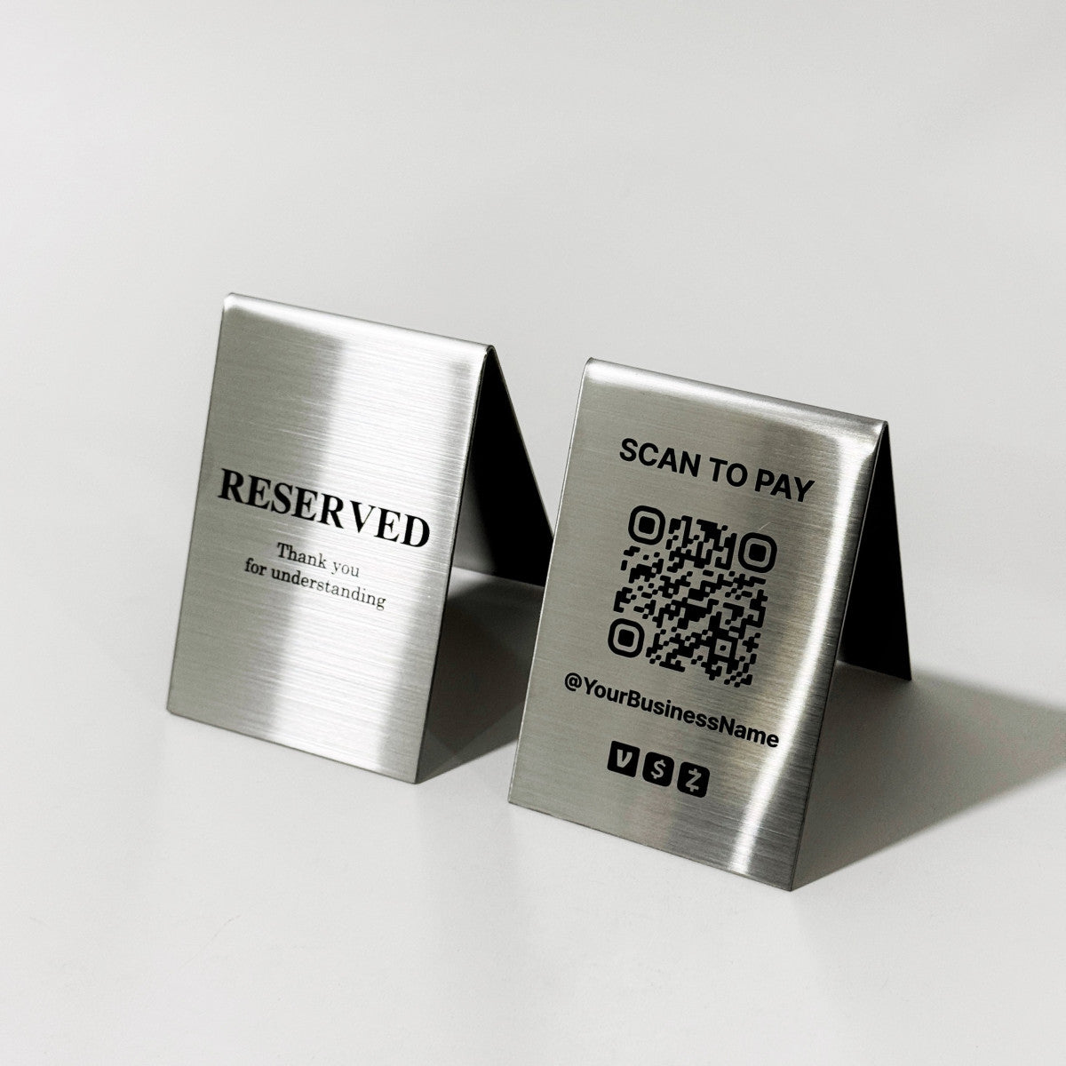 Stainless Steel Laser Marked Counter & Table Sign - Silver
