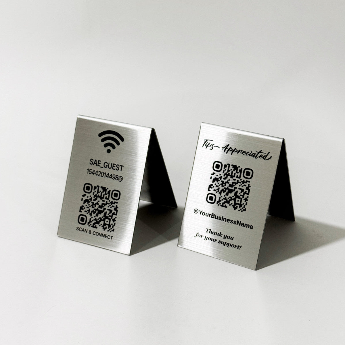 Stainless Steel Laser Marked Counter & Table Sign - Silver