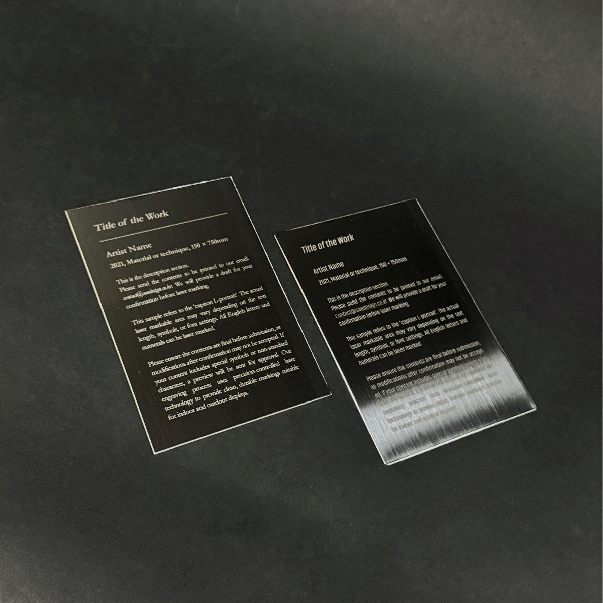 Stainless steel caption plate, black, 100×150mm from SIDE collection

