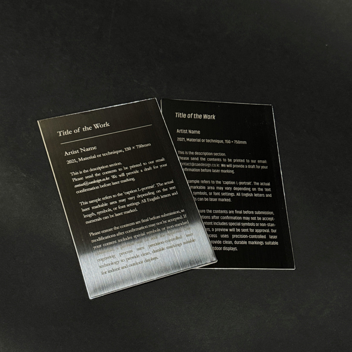 Stainless steel caption plate, black, 100×150mm from SIDE collection
