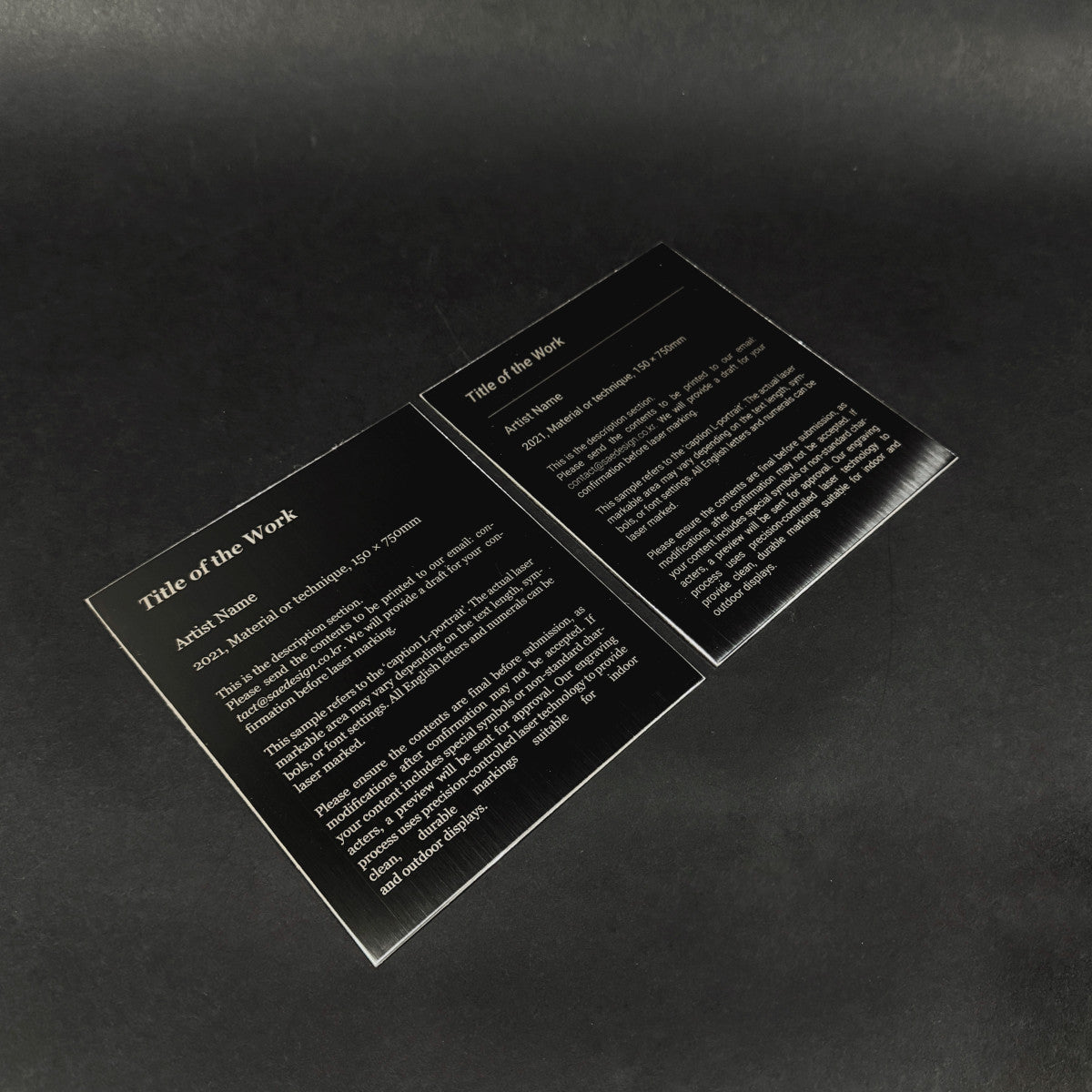 Stainless steel caption plate, black, 130×150mm from SIDE collection
