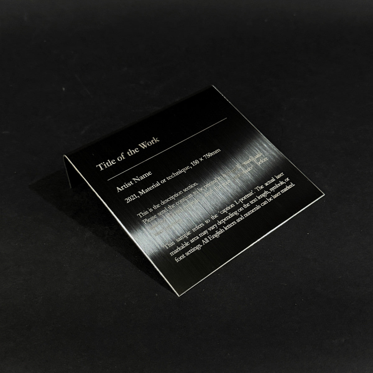 Stainless steel caption plate, black, 130×30×120mm from SIDE collection
