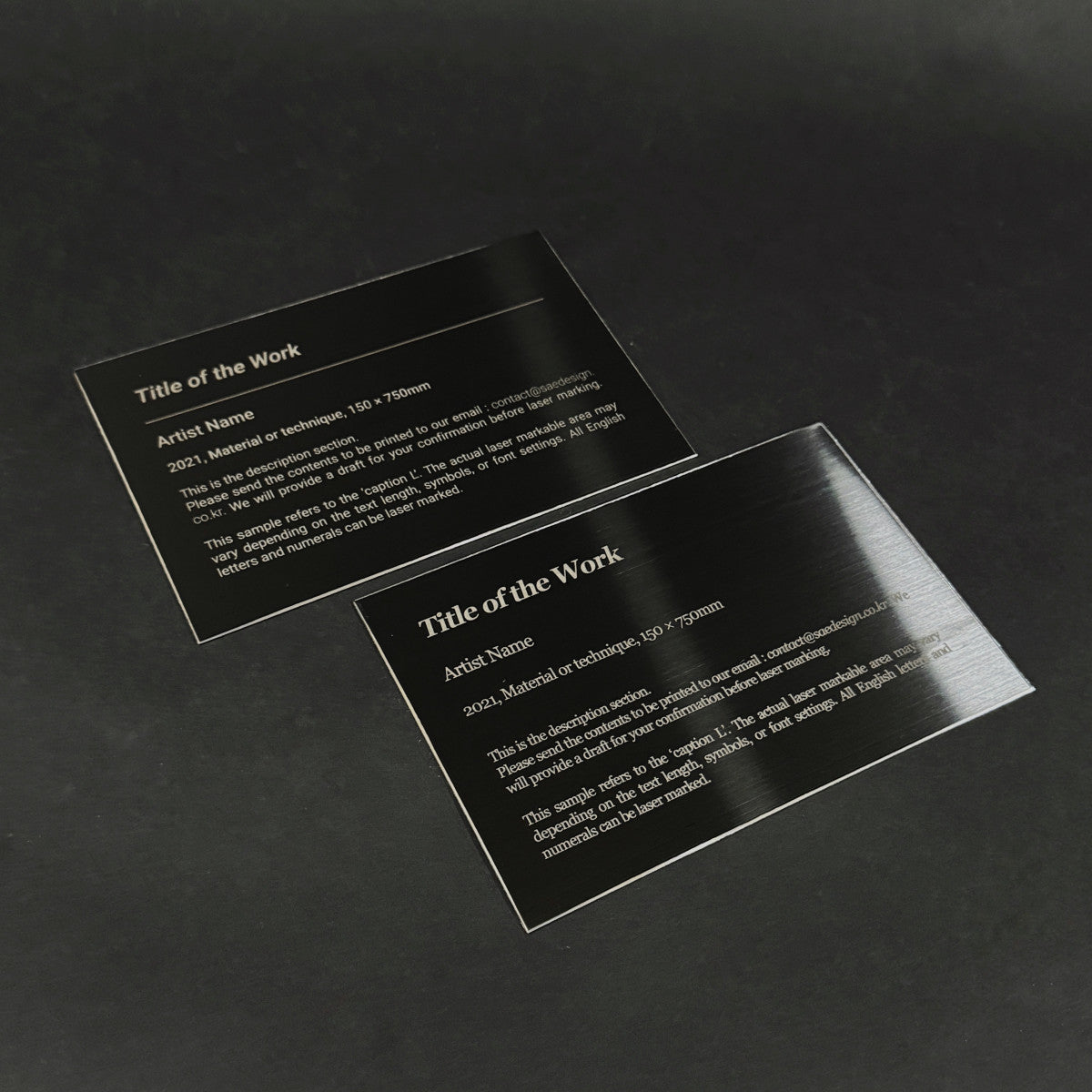 Stainless steel caption plate, black, 150×100mm from SIDE collection
