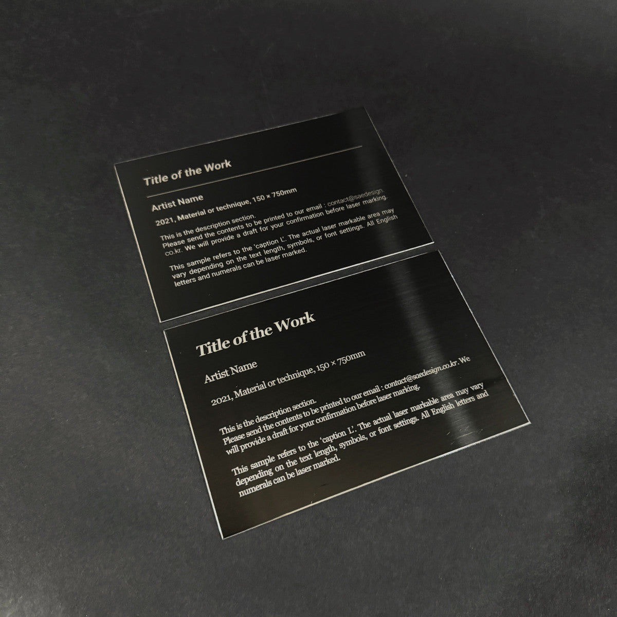 Stainless steel caption plate, black, 150×100mm from SIDE collection

