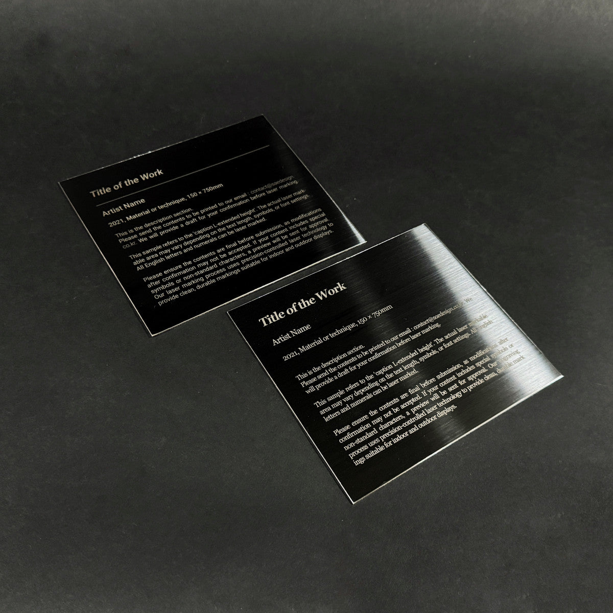 Stainless steel caption plate, black, 150×130mm from SIDE collection

