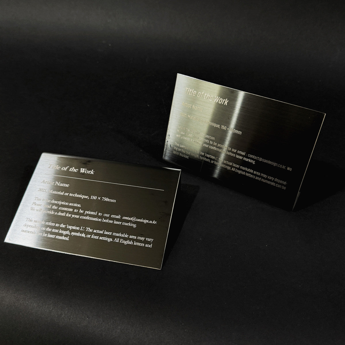 Stainless steel caption plate, black, 150×30×100mm from SIDE collection
