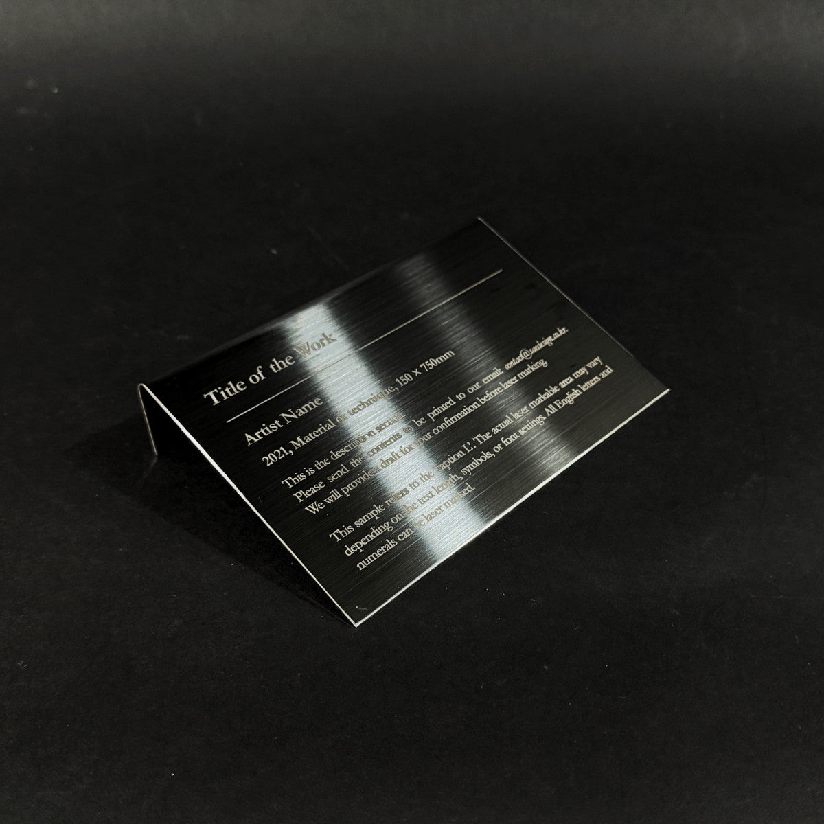 Stainless steel caption plate, black, 150×30×100mm from SIDE collection

