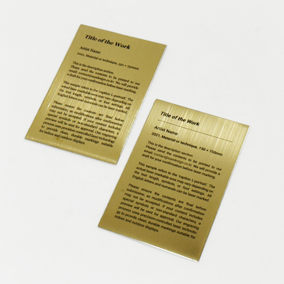 Stainless steel caption plate, gold, 100×150mm from SIDE collection

