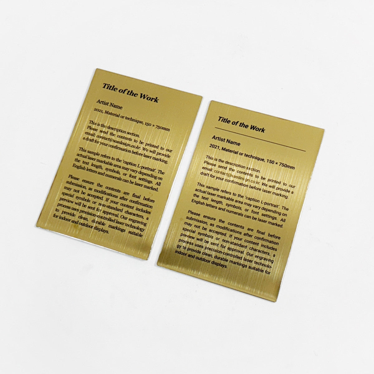 Stainless steel caption plate, gold, 100×150mm from SIDE collection
