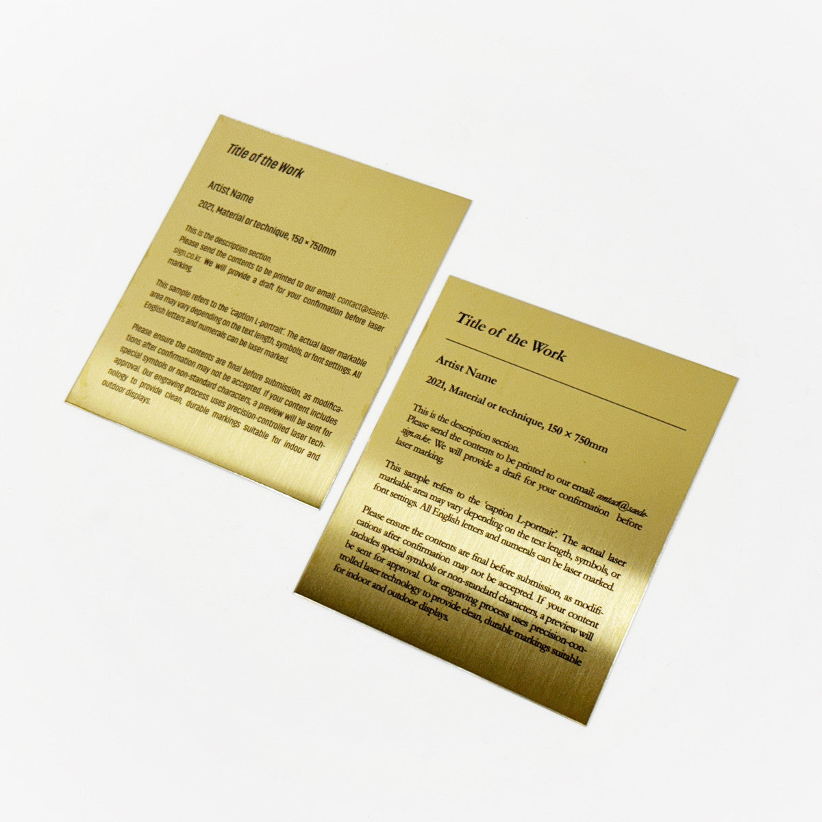 Stainless steel caption plate, gold, 130×150mm from SIDE collection
