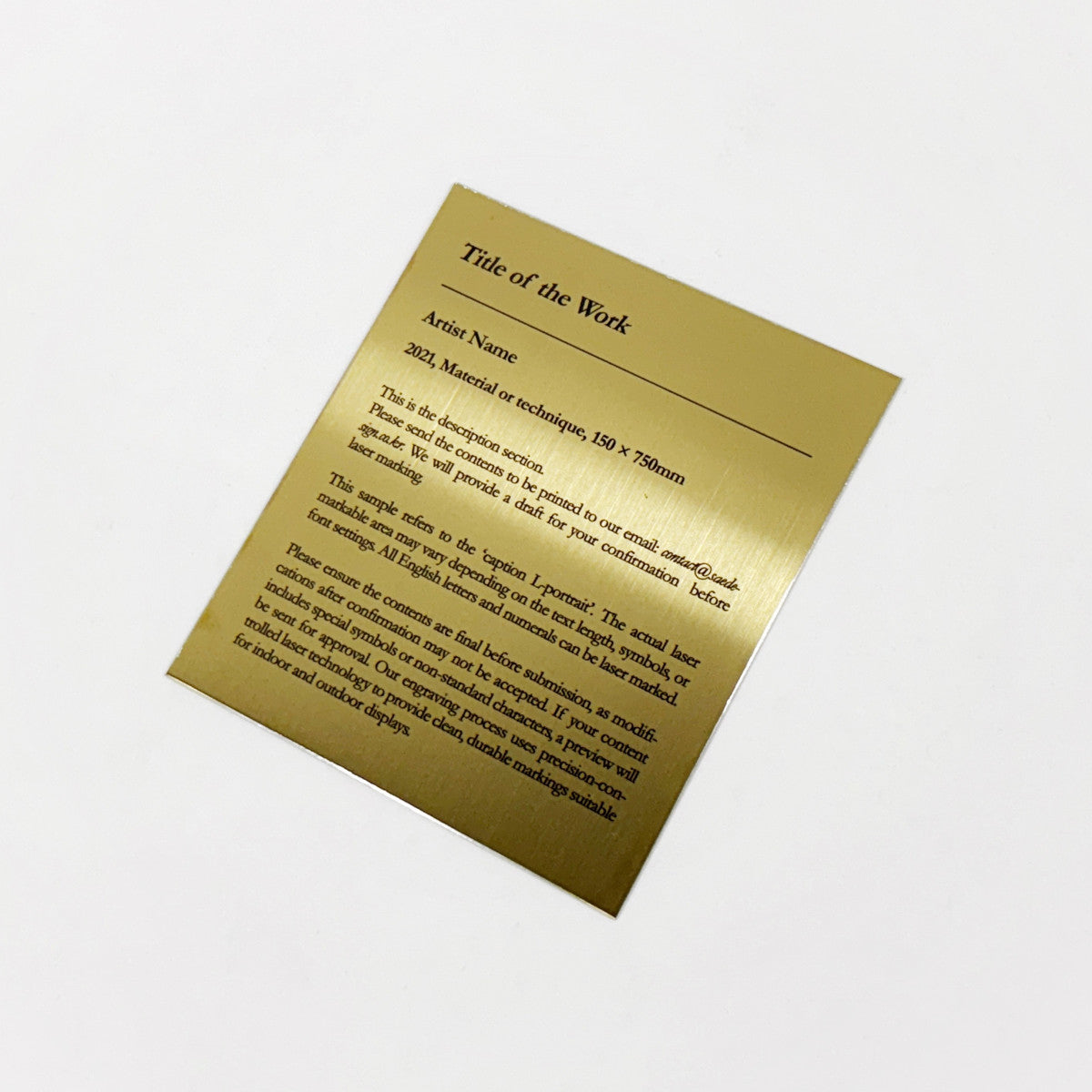 Stainless steel caption plate, gold, 130×150mm from SIDE collection
