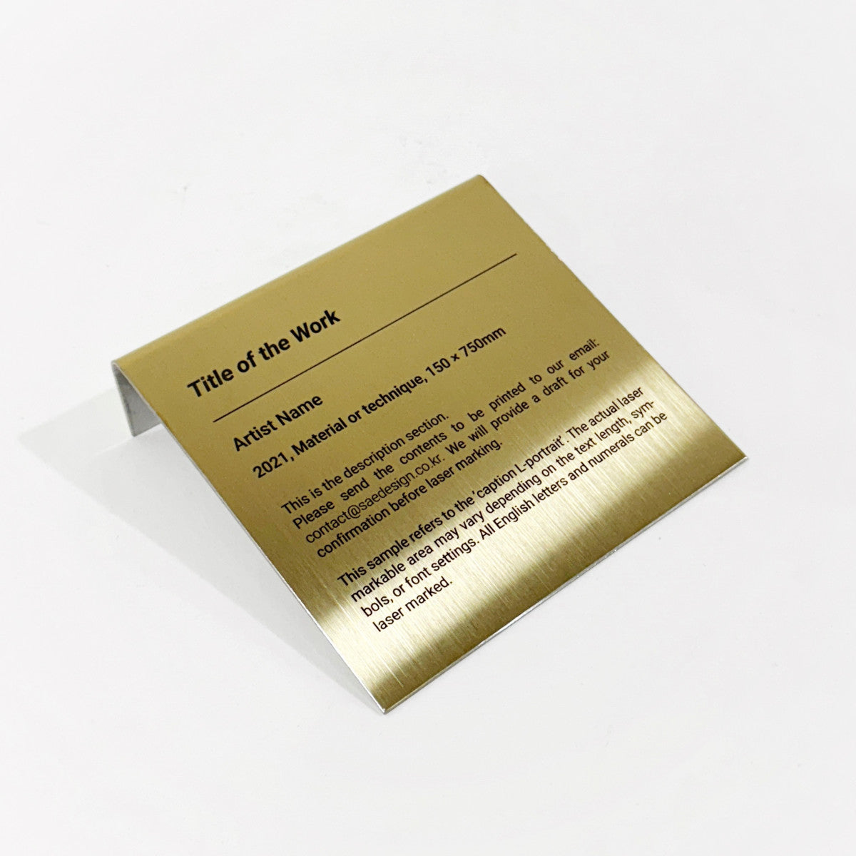Stainless steel caption plate, gold, 130×30×120mm from SIDE collection
