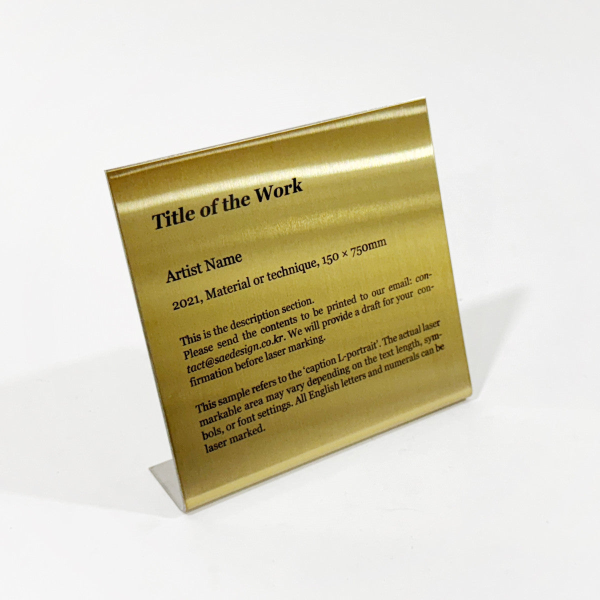 Stainless steel caption plate, gold, 130×30×120mm from SIDE collection
