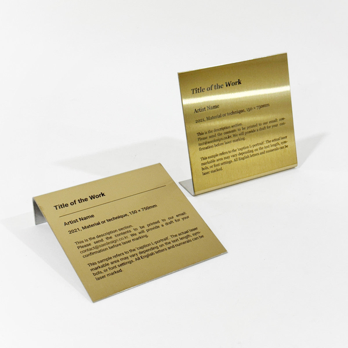 Stainless steel caption plate, gold, 130×30×120mm from SIDE collection
