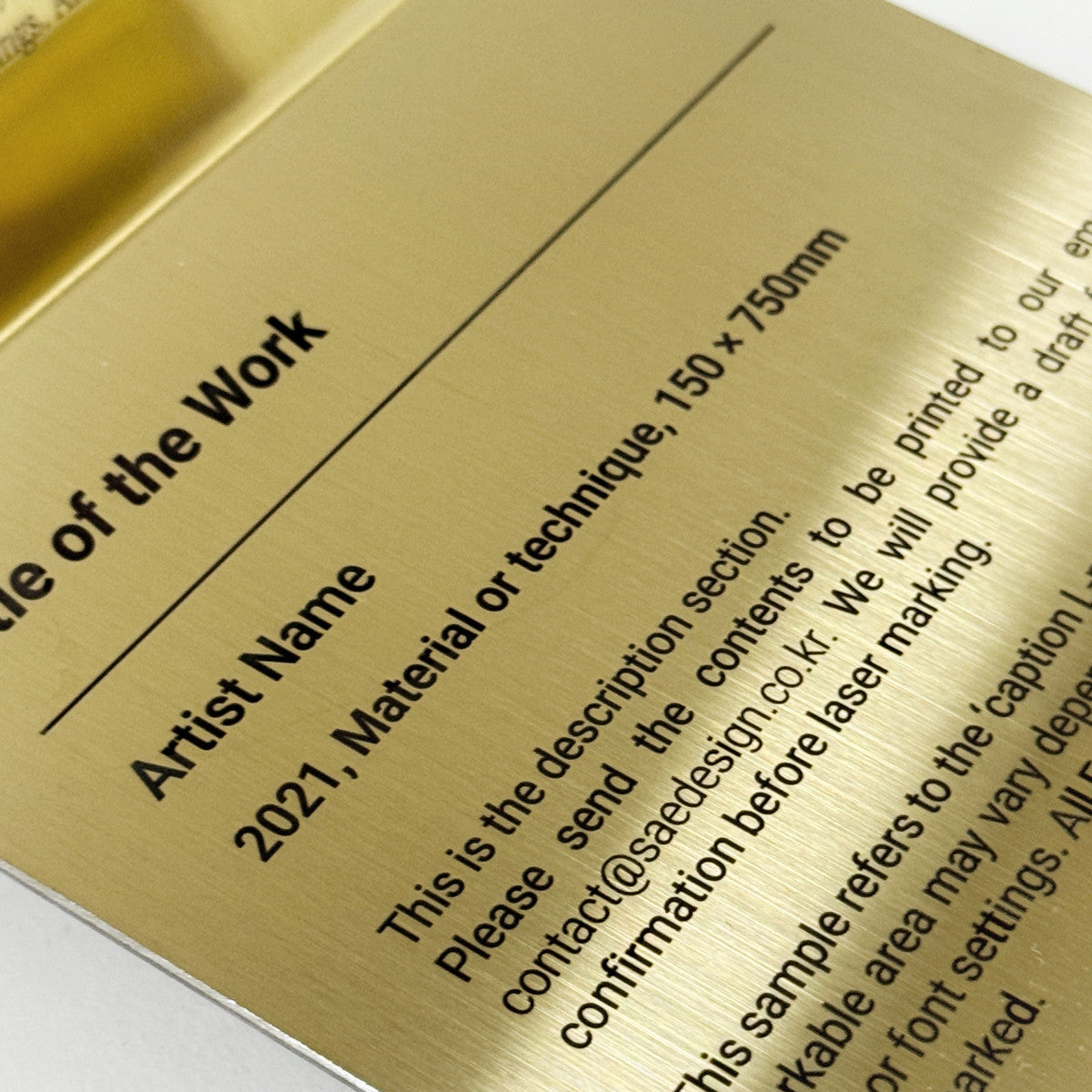 Stainless steel caption plate, gold, 130×30×120mm from SIDE collection
