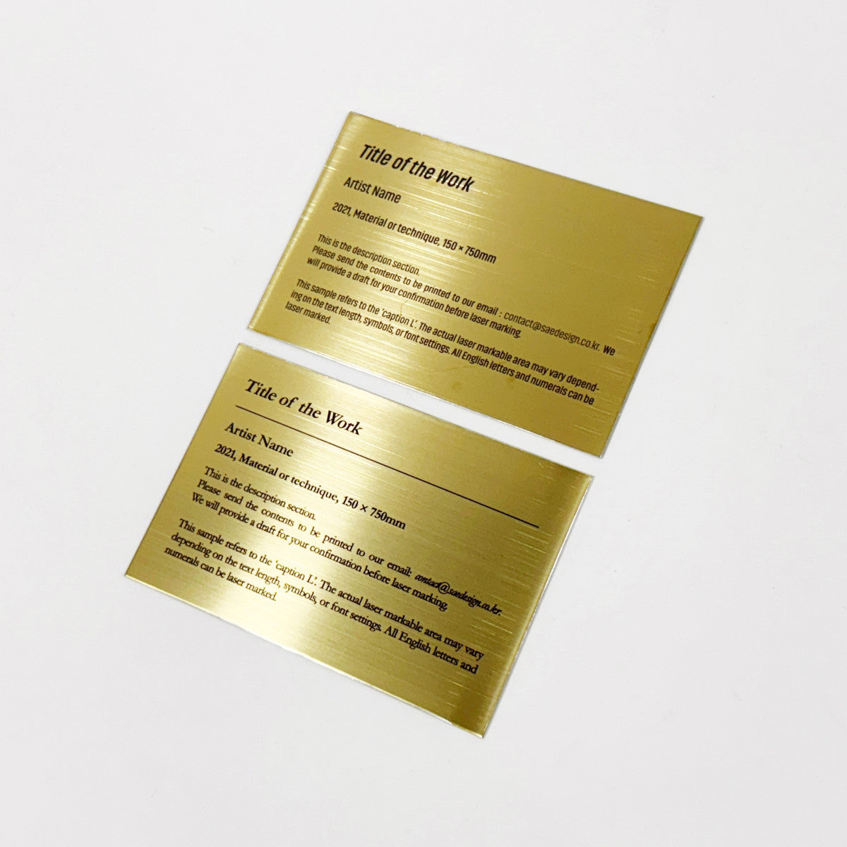 Stainless steel caption plate, gold, 150×100mm from SIDE collection
